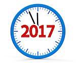 Modern isolated clock on white background represents new year 2017, three-dimensional rendering, 3D illustration