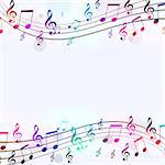 abstract bright background with multicolor music notes