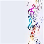 abstract bright background with funky music notes
