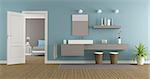 modern bathroom with washbasin of the master bedroom- 3d rendering