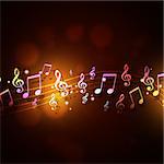 abstract dark background with multicolor music notes