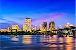 Richmond, Virginia, USA downtown skyline on the James River.