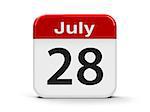Calendar web button - The Twenty Eighth of July - World Hepatitis Day, three-dimensional rendering, 3D illustration