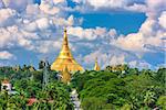 Yangon, Myanmar city skyline with Shwedagon Pagoda.
