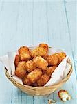 close up of rustic golden potato tater tots