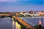 Charleston, South Carolina, USA skyline over the Ashley River.