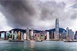 Hong Kong, China skyline on Victoria Harbor.