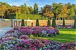 flower beds in Buen Retiro Park, Madrid, Spain