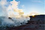 View of Geothermal Field in Bolivia at sunrise