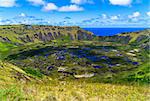 The crater of Rano Kau at Easter Island and The Pacific Ocean
