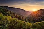 Sunset at the Newfound Gap in the Great Smoky Mountains.