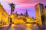 Seville, Spain historic cityscape in Plaza de Triunfo.