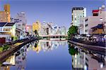 Wakayama, Japan downtown city skyline at night.