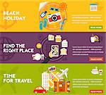 Time for travel horizontal concept banners. Vector illustrations