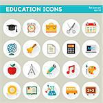 Flat detailed education colored icons on circles