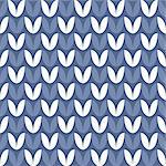 Tile blue and white knitting vector pattern or winter background