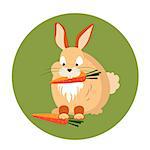 Cute Rabbit Eating a Carrot Vector Illustration