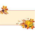 Autumn, thanksgiving Banners with Ripe Vegetables, Swirls and Leaves, Vector Illustration