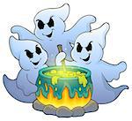 Ghosts stirring potion theme image 1 - eps10 vector illustration.