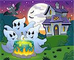 Ghosts stirring potion theme image 4 - eps10 vector illustration.