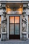 Caryatid sculpted female figure statues on the facade of a building in the historic centre, Vienna, Austria