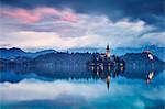 Europe, Slovenia, Upper Carniola. The lake of Bled at dawn