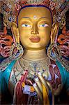 Thiksey Monastery, Indus Valley, Ladakh, India, Asia. Sculpture of Maitreya buddha.