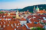 Czech Republic, Prague. Rooftops of buildings in Mala Strana from Prague Castle.