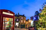 England, Haworth. The village in the evening at Christmas time.