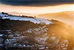 England, Hebden Bridge. A winter sunrise in the Pennines.