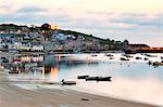 England, Isles of Scilly, St Marys. Hugh Town at dusk.