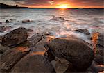 England, Cornwall, Isles of Scilly. A sunset off the coast of St Marys island.