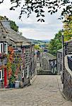 England, West Yorkshire, Calderdale. A street in Heptonstall village near Hebden Bridge.