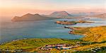 Valentia island (Oilean Dairbhre), County Kerry, Munster province, Ireland, Europe. View from the Geokaun mountain and Fogher cliffs at sunset.