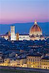 Florence, Tuscany, Italy. Saint Mary of the Flower cathedral at dusk.