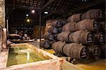 Portugal, Douro Litoral, Porto. Barrels in the wine cellar of Graham's Port Lodge.