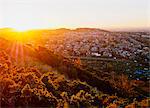 UK, Scotland, Lothian, Edinburgh, Sunset over Morningside Neighbourhood viewed from the top of the Blackford Hill.