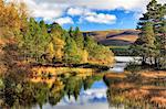 Scotland, Aviemore. The mountains of the Cairngorms reflected in Loch Morlich.