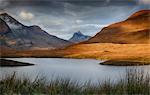 Scotland, Ullapool. The view of the Coigach hills from Knockan Crag with Stac Pollaidh in the centre.