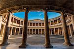 Courtyard of the Palace of Charles V or Palacio de Carlo V, Alhambra palace, Granada, Andalusia, Spain