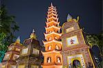 Tran Quoc Pagoda (Chua Tran Quoc) at night, Tay Ho District, Hanoi, Vietnam