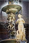 Close-up of a female statue at the Pretoria Fountain in Piazza Pretoria (Pretoria Square) in the historic center of Palermo in Sicily, Italy