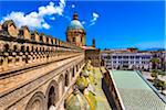 Rooftop of the Palermo Cathedral with domes in the historic city of Palermo in Sicily, Italy