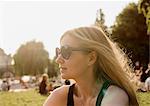 Young woman in park, looking away