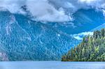 Cresent Lake, Aurora Ridge in the background, Olympic National Park, UNESCO World Heritage Site, Washington, United States of America, North America