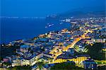 Panoramic view of Sorrento at night, Sorrento, Amalfi Coast, UNESCO World Heritage Site, Campania, Italy, Europe