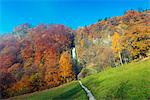 Europe, France, Haute Savoie, Rhone Alps, autumn scenery, Cascade de Coeur waterfall