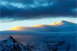 Europe, France, Haute Savoie, Rhone Alps, Chamonix, Mont Blanc under clouds