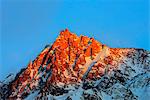 Europe, France, Haute Savoie, Rhone Alps, Chamonix, Aiguille du Midi sunset