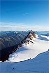 Europe, France, Haute Savoie, Rhone Alps, Chamonix, climbers on Mont Blanc, Aiguille du Midi